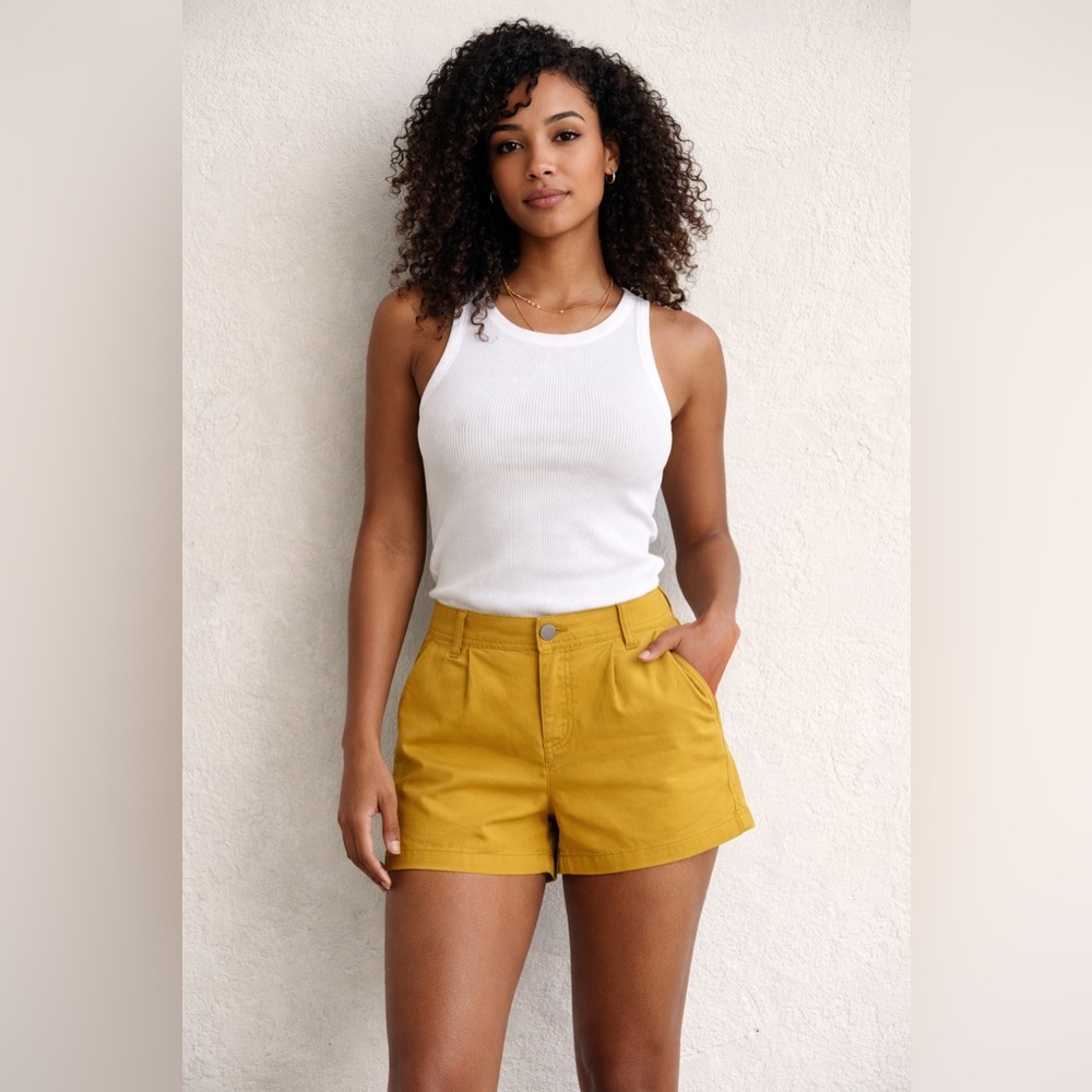 XXI Mustard Yellow Shorts 30 Preppy Americana Retro Revival  Y2K Summer Staple